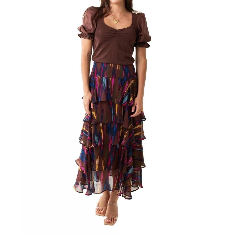 Anthropologie Love The Label Fayette Maxi Skirt Tiered Smocked Printed S 287430